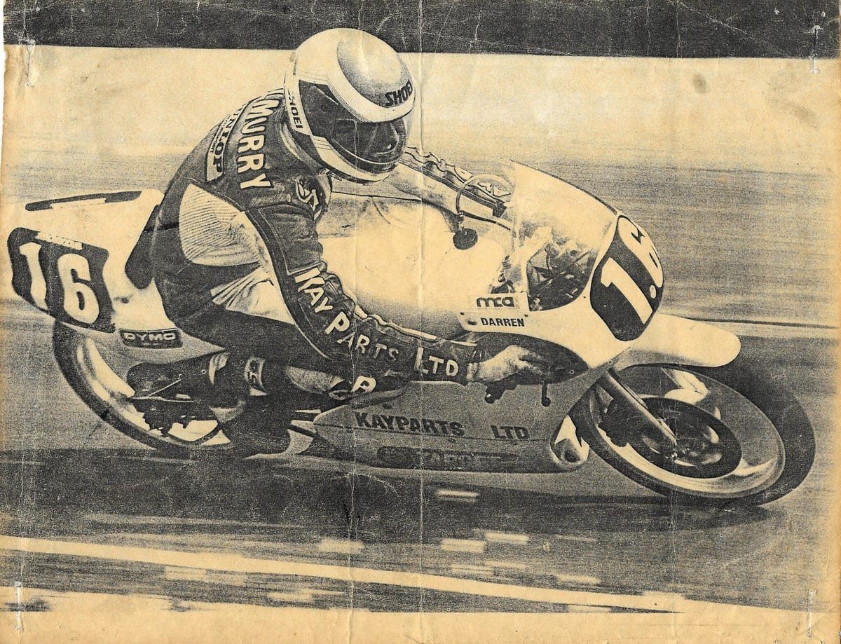 Darren Kilmurray racing the Honda RS125 with the number 16 and Kay Parts Ltd livery